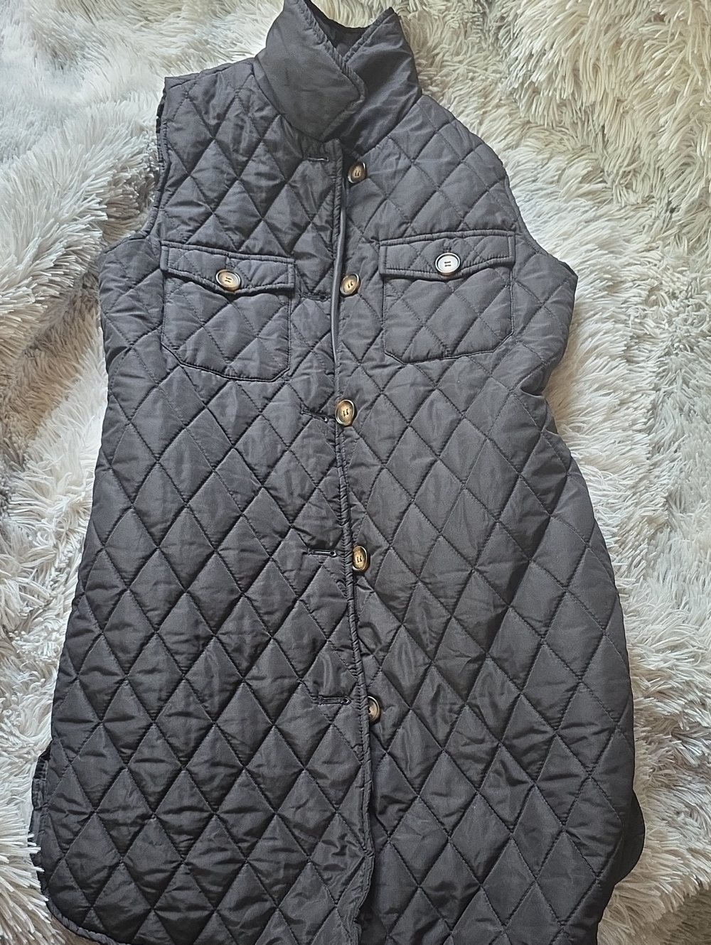 Marc New York Black Quilted Sleeveless Puffer Long Vest
